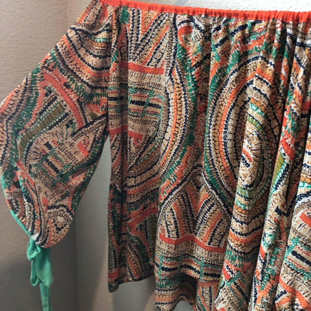 Colorful Sheer Blouse Flows Fits Like A Medium/L - Picture 3 of 3